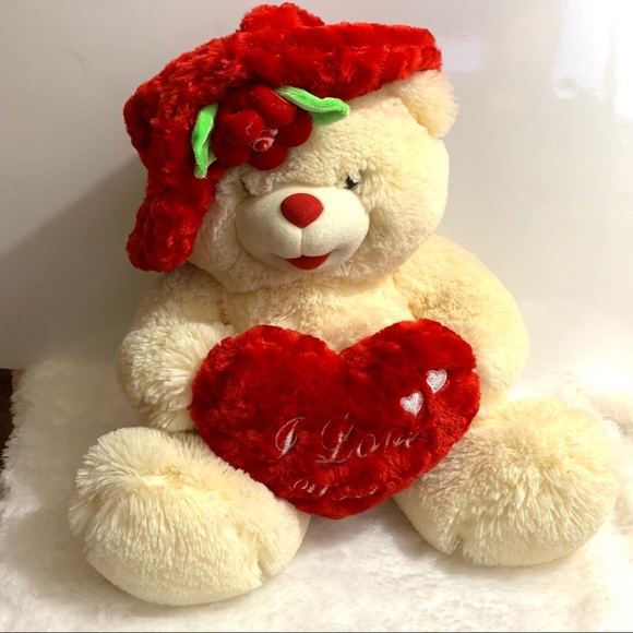 None Other - Valentine teddy bear tan and red